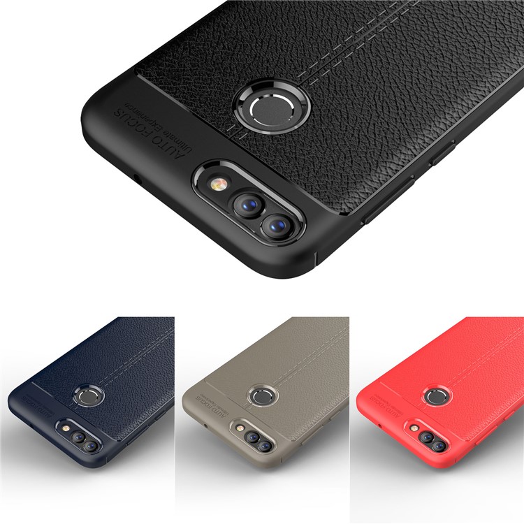 Caja Suave Del Teléfono De La Parte Posterior Del TPU De La Textura Del Lichi Para H Pua Inteligente / Disfruta 7S - Negro-14