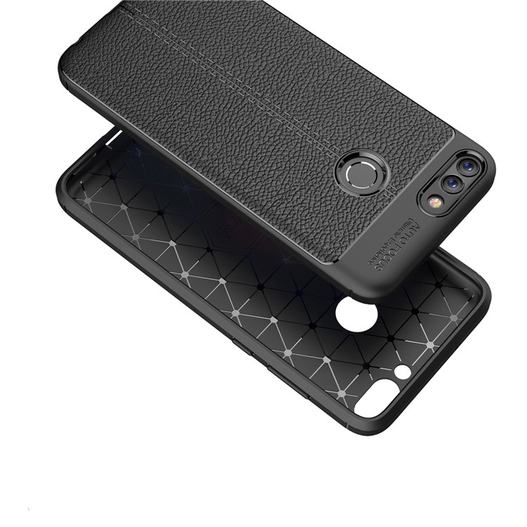 Caja Suave Del Teléfono De La Parte Posterior Del TPU De La Textura Del Lichi Para H Pua Inteligente / Disfruta 7S - Negro-2