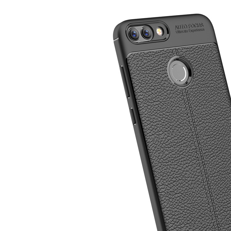 Caja Suave Del Teléfono De La Parte Posterior Del TPU De La Textura Del Lichi Para H Pua Inteligente / Disfruta 7S - Negro-3
