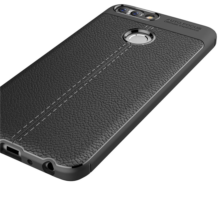 Caja Suave Del Teléfono De La Parte Posterior Del TPU De La Textura Del Lichi Para H Pua Inteligente / Disfruta 7S - Negro-4