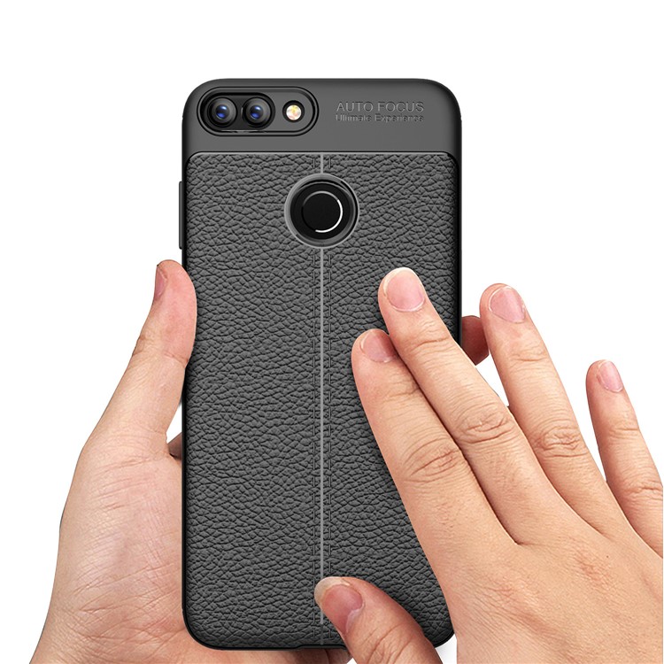 Caja Suave Del Teléfono De La Parte Posterior Del TPU De La Textura Del Lichi Para H Pua Inteligente / Disfruta 7S - Negro-7