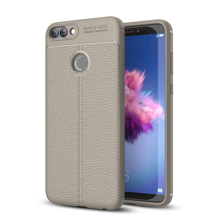 Cubierta Suave Del Teléfono De La Parte Posterior Del TPU De La Textura Del Lichi Para H Pua Inteligente / Disfruta 7S - Gris-1