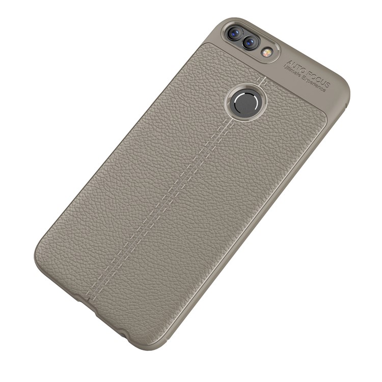 Cubierta Suave Del Teléfono De La Parte Posterior Del TPU De La Textura Del Lichi Para H Pua Inteligente / Disfruta 7S - Gris-2