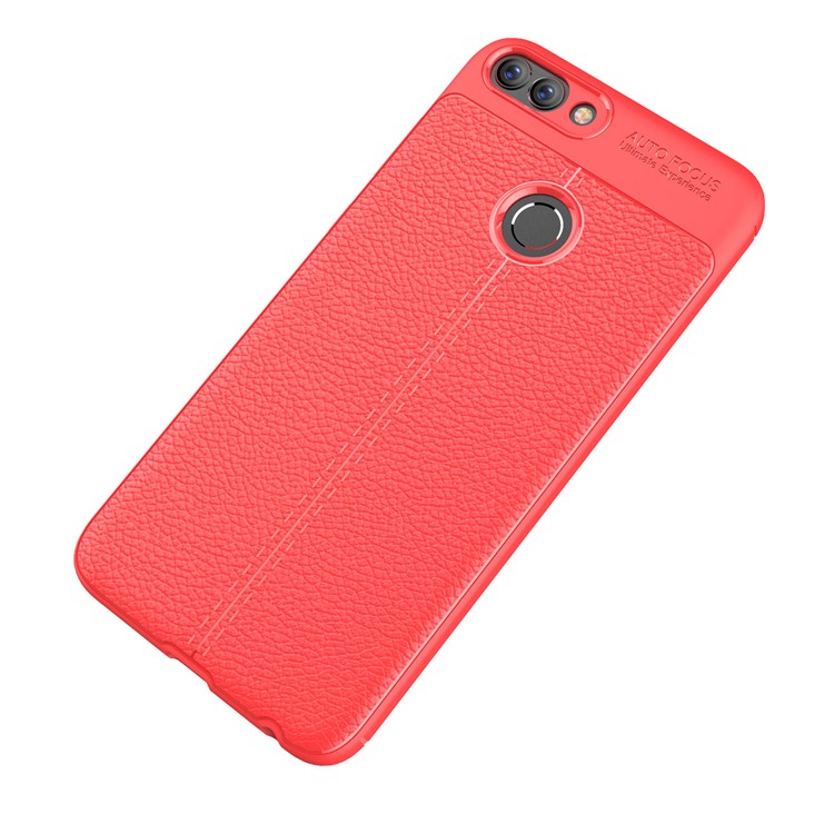 Litchi Texture Soft TPU Back Mobile Case for Huawei P Smart / Enjoy 7S - Red -2