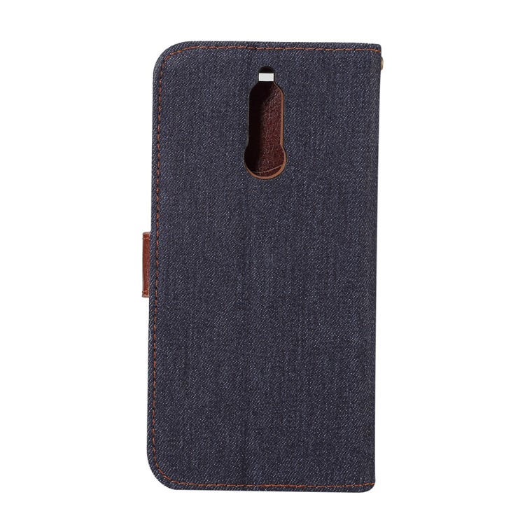 Jeans Cloth Leather Card Holder Casing for Huawei Mate 10 Lite / nova 2i / Maimang 6 / Honor 9i (India) - Black Blue-3