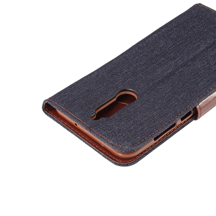 Jeans Cloth Leather Card Holder Casing for Huawei Mate 10 Lite / nova 2i / Maimang 6 / Honor 9i (India) - Black Blue-6