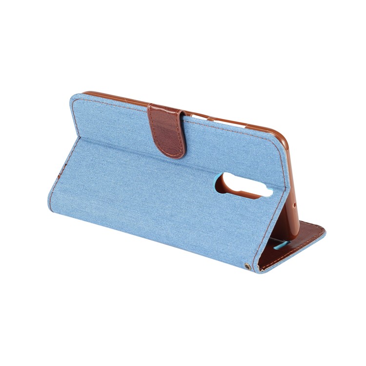 Jeans Cloth Leather Card Holder Case for Huawei Mate 10 Lite / nova 2i / Maimang 6 / Honor 9i (India) - Baby Blue-4