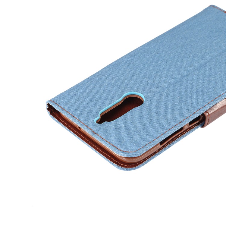 Jeans Cloth Leather Card Holder Case for Huawei Mate 10 Lite / nova 2i / Maimang 6 / Honor 9i (India) - Baby Blue-6