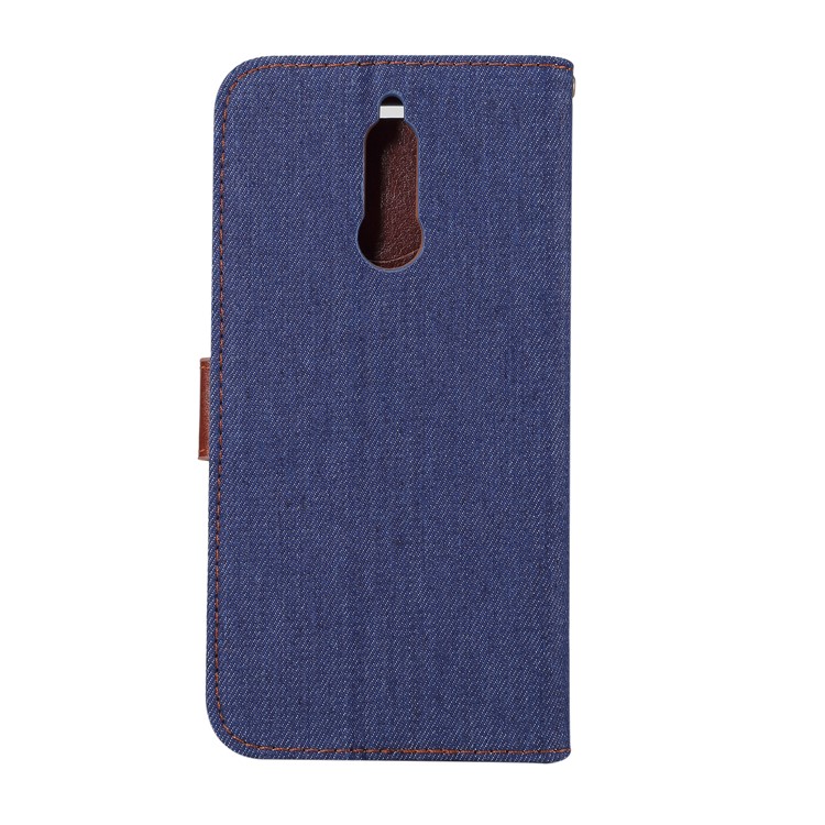 Jeans Cloth Leather Card Holder Cover for Huawei Mate 10 Lite / nova 2i / Maimang 6 / Honor 9i (India) - Dark Blue-3