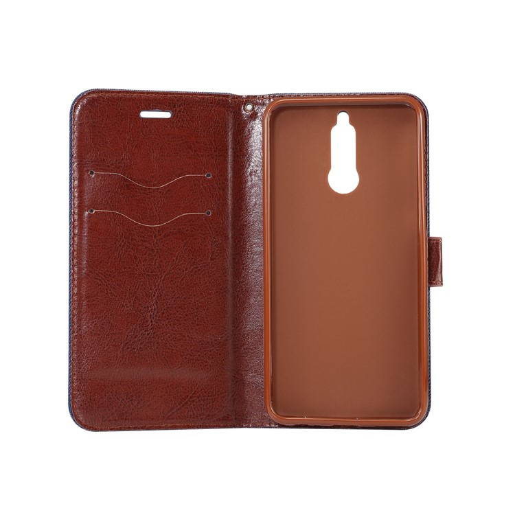 Jeans Cloth Leather Card Holder Cover for Huawei Mate 10 Lite / nova 2i / Maimang 6 / Honor 9i (India) - Dark Blue-4