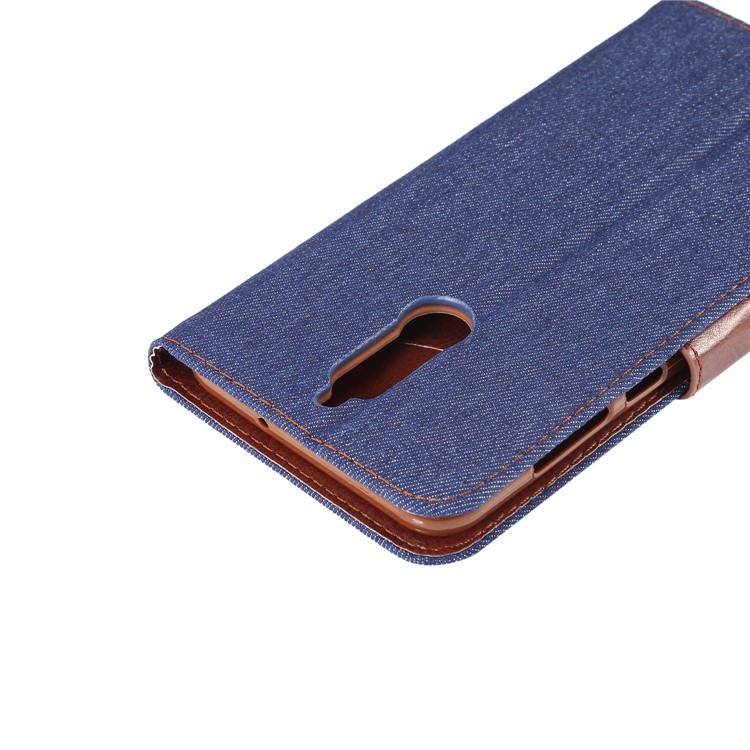 Jeans Cloth Leather Card Holder Cover for Huawei Mate 10 Lite / nova 2i / Maimang 6 / Honor 9i (India) - Dark Blue-7