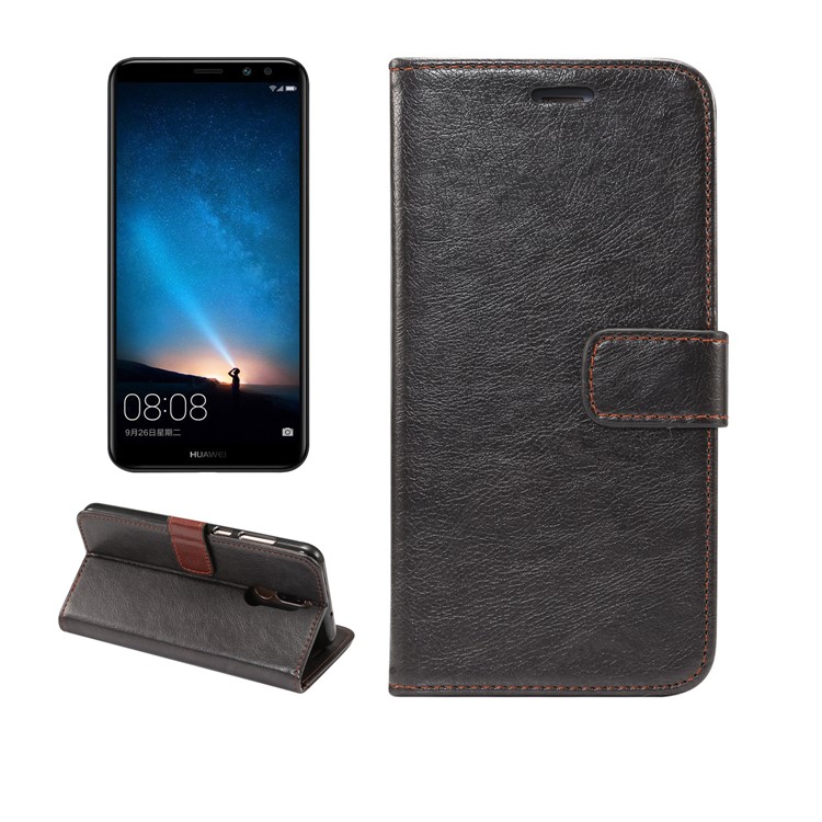 Crazy Horse Leather Phone Casing for Huawei Mate 10 Lite / nova 2i / Maimang 6 / Honor 9i (India) - Black-1