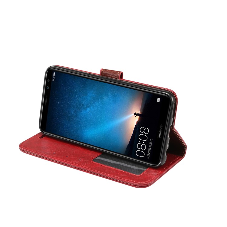Crazy Horse Leather Phone Cover for Huawei Mate 10 Lite / nova 2i / Maimang 6 / Honor 9i (India) - Red-6