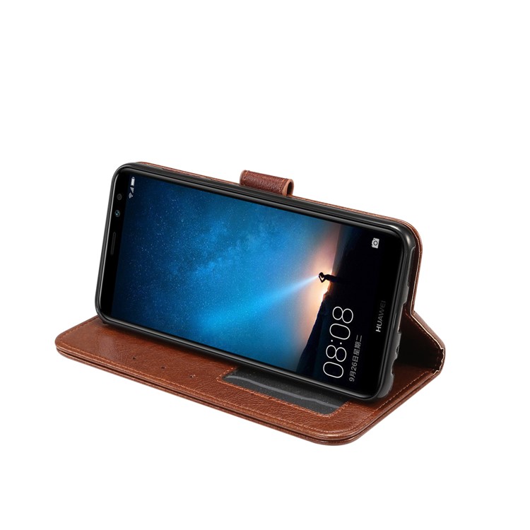 Crazy Horse Leather Phone Case for Huawei Mate 10 Lite / nova 2i / Maimang 6 / Honor 9i (India) - Coffee-6