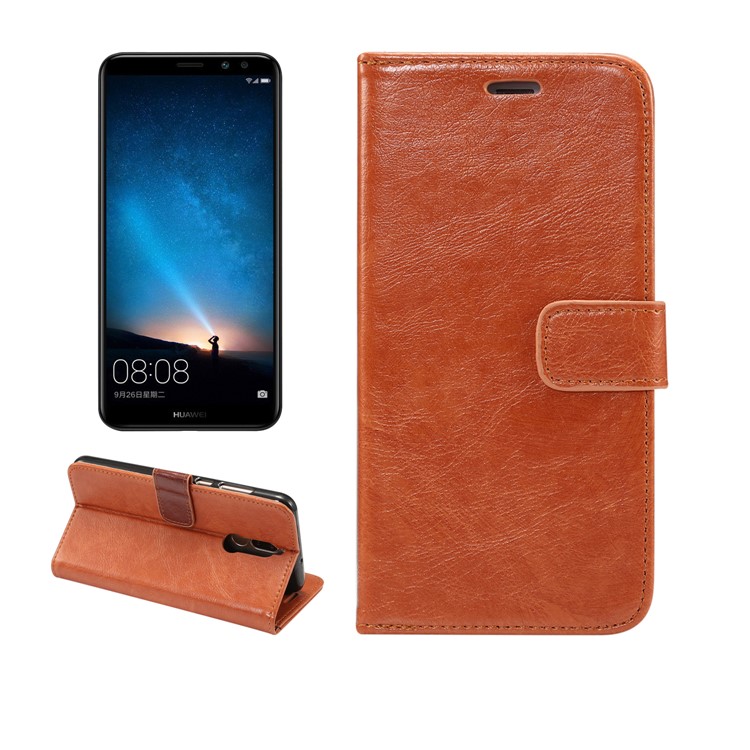 Crazy Horse Leather Phone Shell for Huawei Mate 10 Lite / nova 2i / Maimang 6 / Honor 9i (India) - Brown-1