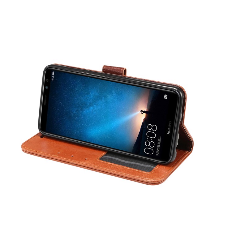 Crazy Horse Leather Phone Shell for Huawei Mate 10 Lite / nova 2i / Maimang 6 / Honor 9i (India) - Brown-6