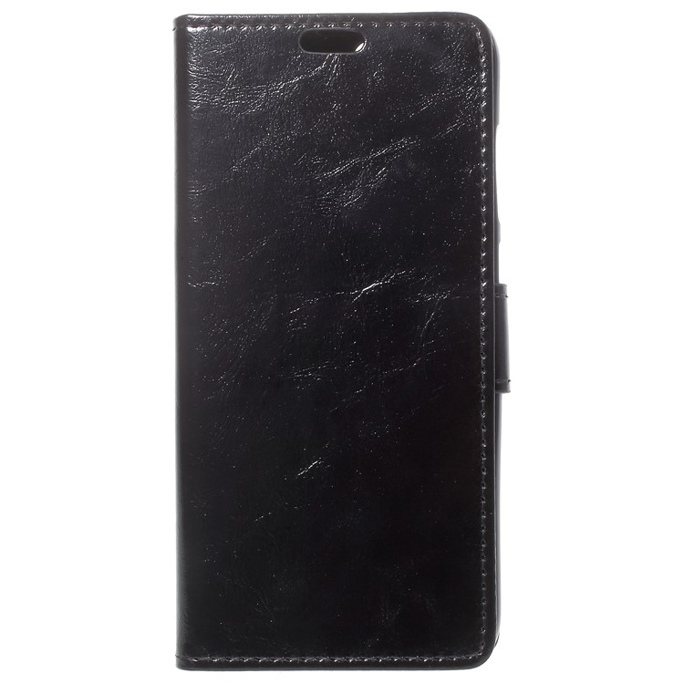 Crazy Horse Leather Wallet Casing for Huawei Honor 9 Lite / Youth Edition - Black-2