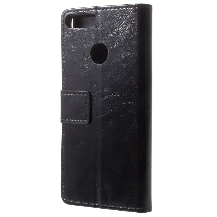 Crazy Horse Leather Wallet Casing for Huawei Honor 9 Lite / Youth Edition - Black-4