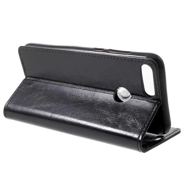 Crazy Horse Leather Wallet Casing for Huawei Honor 9 Lite / Youth Edition - Black-5