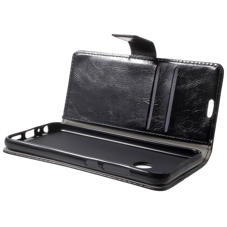 Crazy Horse Leather Wallet Casing for Huawei Honor 9 Lite / Youth Edition - Black-7
