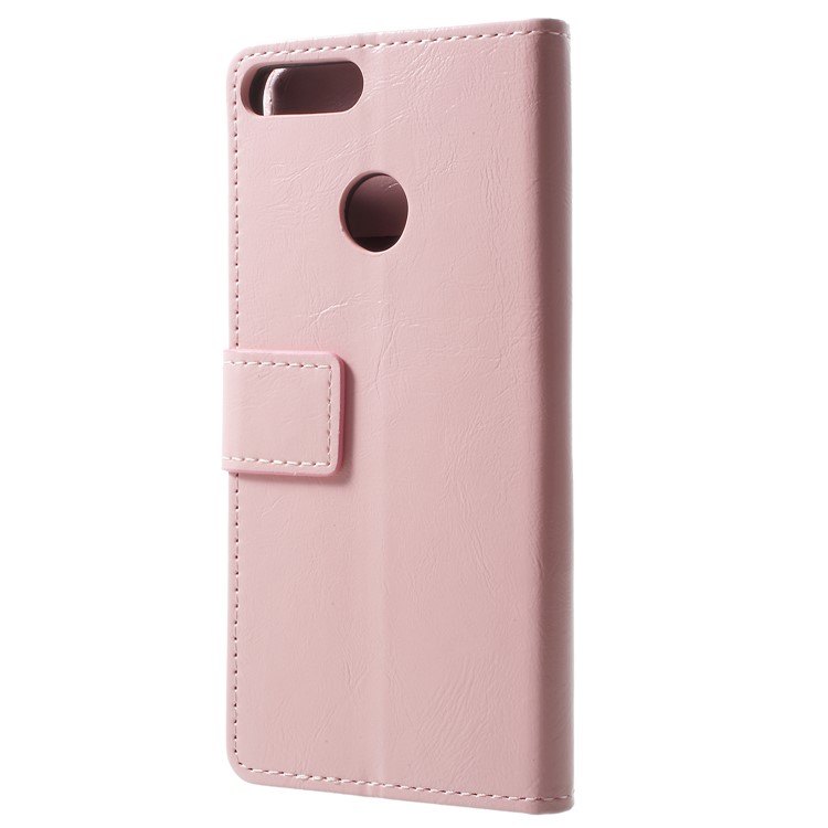 Crazy Horse Leather Wallet Cover for Huawei Honor 9 Lite / Youth Edition - Pink-3