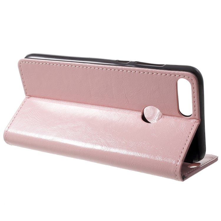 Crazy Horse Leather Wallet Cover for Huawei Honor 9 Lite / Youth Edition - Pink-4