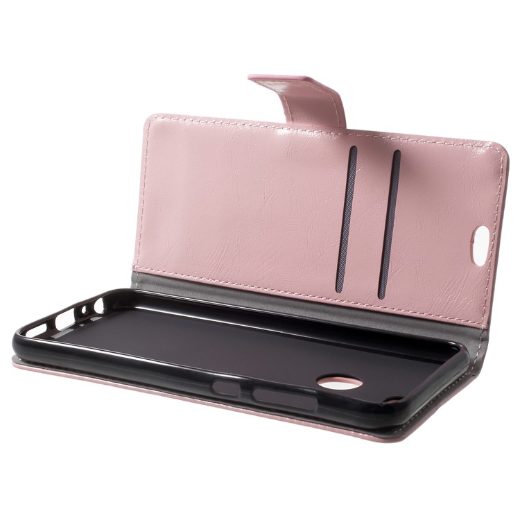 Crazy Horse Leather Wallet Cover for Huawei Honor 9 Lite / Youth Edition - Pink-5