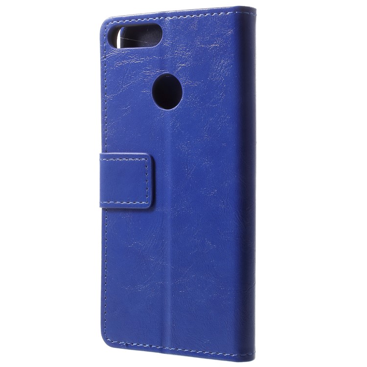 Crazy Horse Leather Wallet Phone Accessory Case for Huawei Honor 9 Lite / Youth Edition - Blue-3