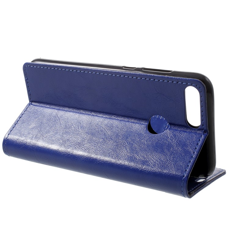 Crazy Horse Leather Wallet Phone Accessory Case for Huawei Honor 9 Lite / Youth Edition - Blue-4