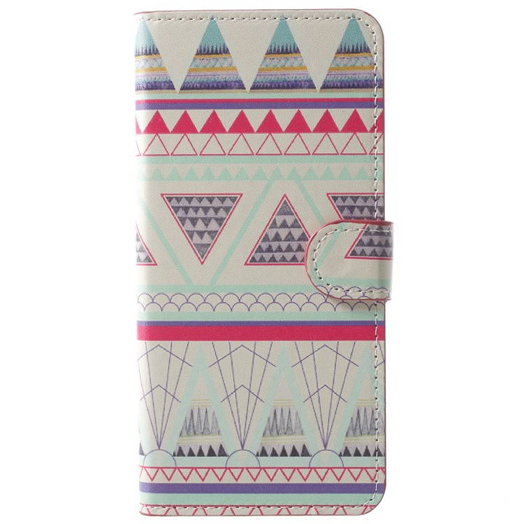 Patterned Leather Wallet Case Phone Accessory for Huawei Honor V10/View 10 - Tribal Triangles-1