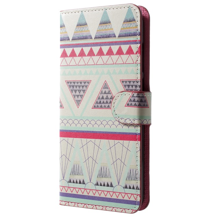 Patterned Leather Wallet Case Phone Accessory for Huawei Honor V10/View 10 - Tribal Triangles-2