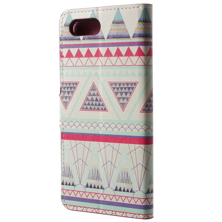 Patterned Leather Wallet Case Phone Accessory for Huawei Honor V10/View 10 - Tribal Triangles-3