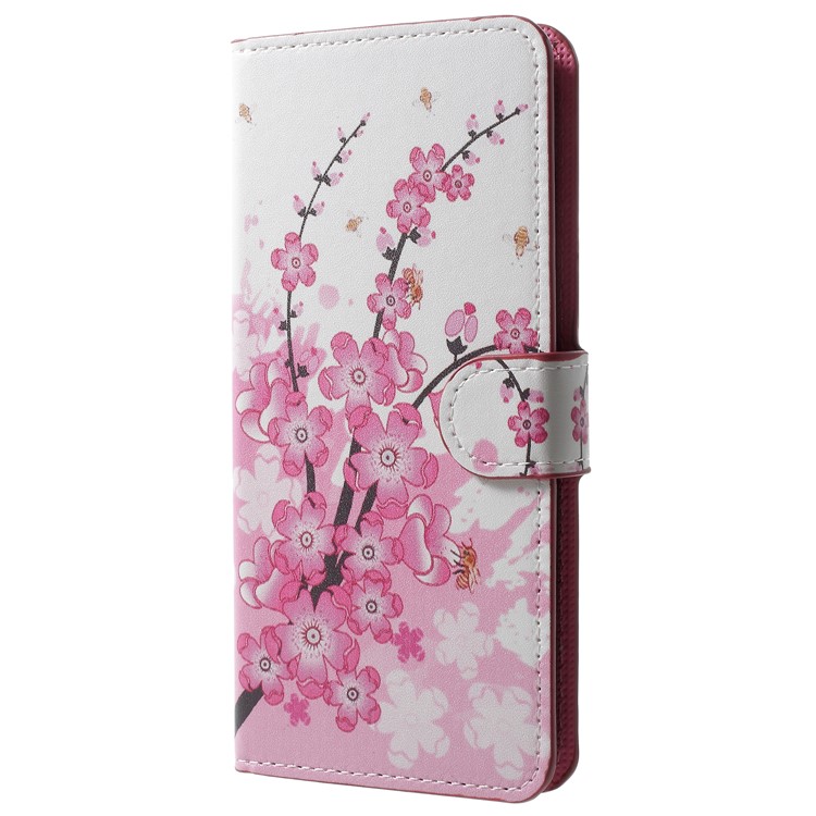 Pattern Printing Leather Wallet Protective Shell for Huawei Honor V10/View 10 - Plum Blossom-2