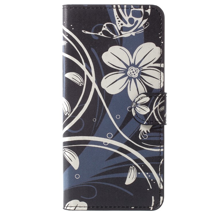 Patterned Wallet Leather Protective Case for Huawei Honor V10/View 10 - Butterfly Flower-1