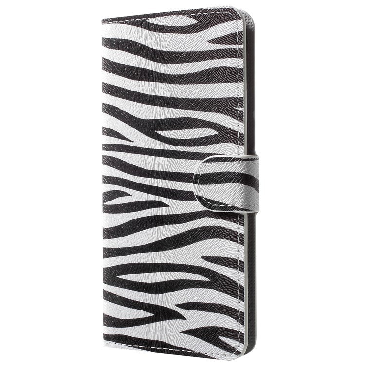 Patterned Leather Wallet Mobile Cover for Huawei Honor V10/View 10 - Zebra Pattern-2
