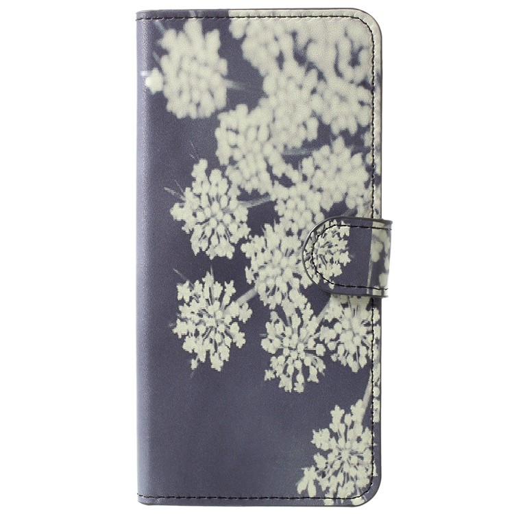 Pattern Printing Wallet Leather Magnetic Case for Huawei Honor V10/View 10 - White Flower-1