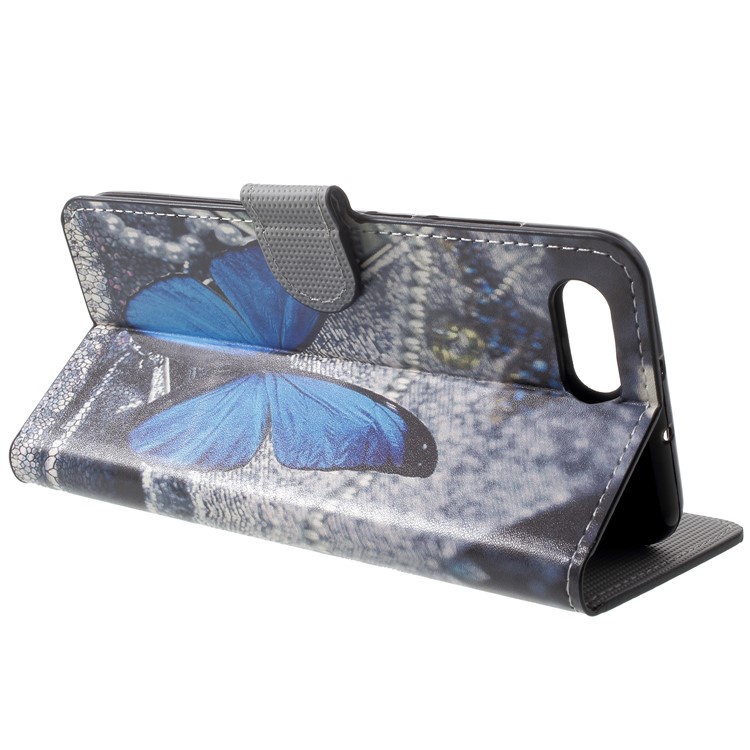 Printing Pattern Wallet Leather Case with Stand for Huawei Honor V10/View 10 - Blue Butterfly-4