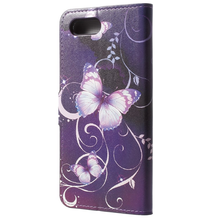 For Huawei Honor V10/View 10 Patterned Leather Wallet Stand Case - Purple Butterflies-3