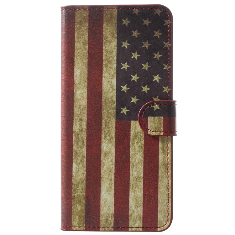 Pattern Printing Leather Wallet Mobile Case for Huawei Honor V10/View 10 - Vintage US Flag-1
