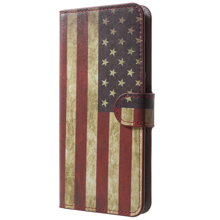 Pattern Printing Leather Wallet Mobile Case for Huawei Honor V10/View 10 - Vintage US Flag-2