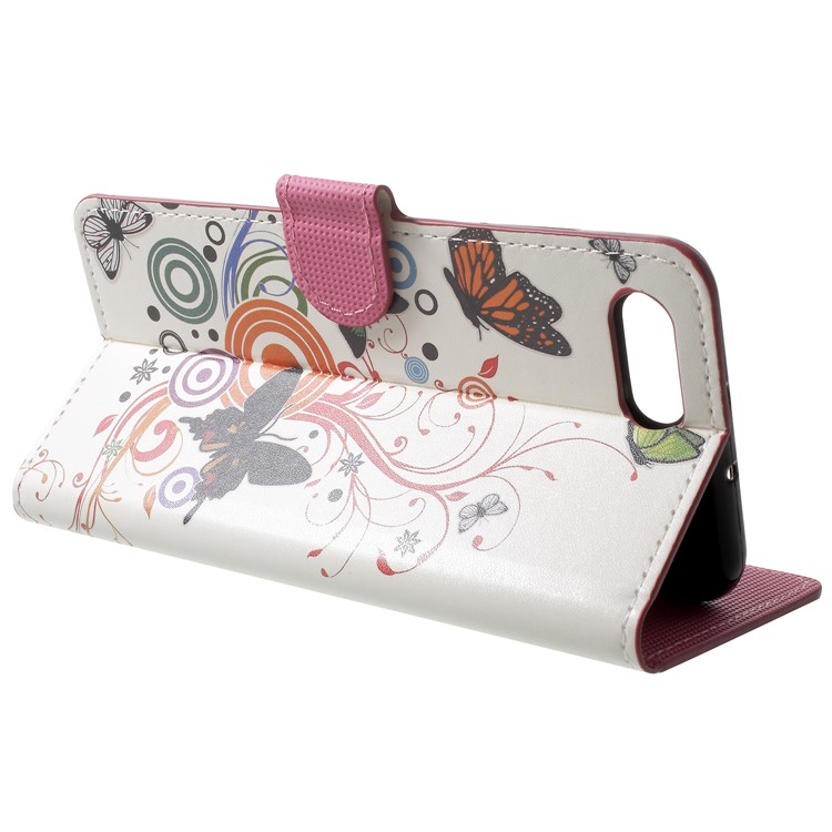 Patterned Leather Flip Cover with Card Holder for Huawei Honor V10/View 10 - Butterflies and Circles-4
