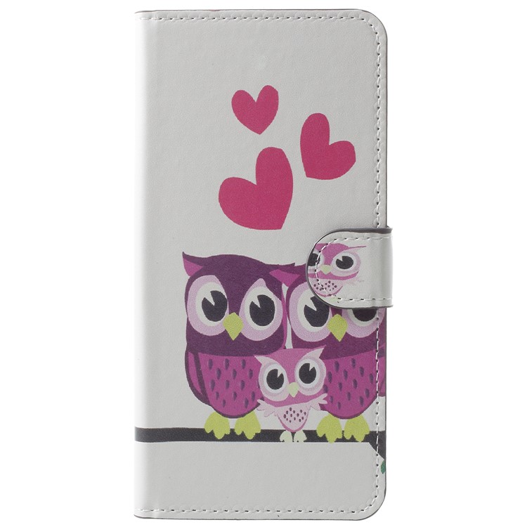 Patterned Wallet Leather Flip Stand Cover for Huawei Honor V10/View 10 - Owls Family-1
