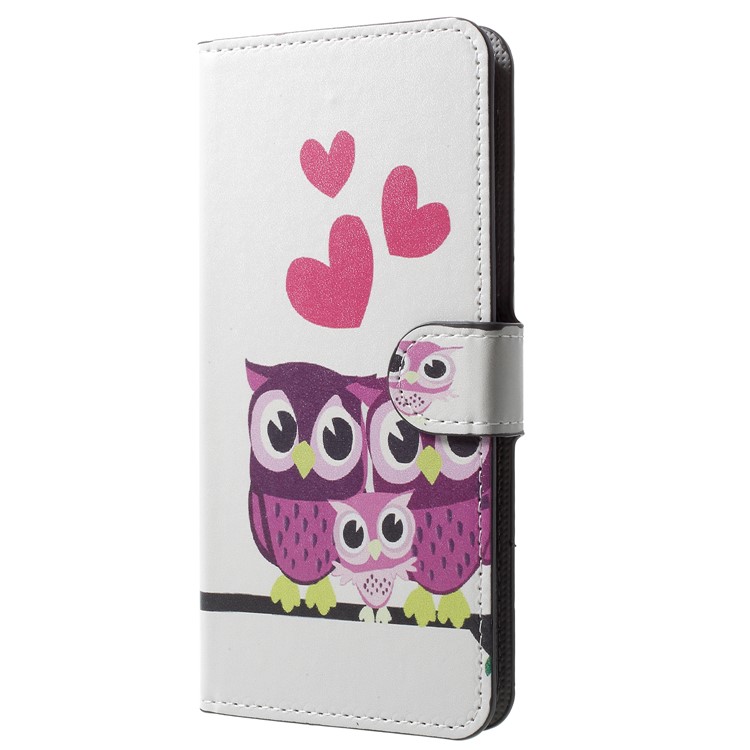 Patterned Wallet Leather Flip Stand Cover for Huawei Honor V10/View 10 - Owls Family-2