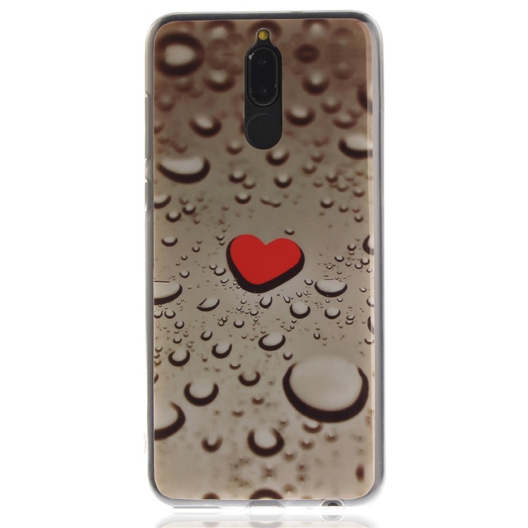 Patterned IMD TPU Cellphone Case for Huawei Mate 10 Lite / Maimang 6 / nova 2i / Honor 9i (India) - Red Heart and Raindrop-2
