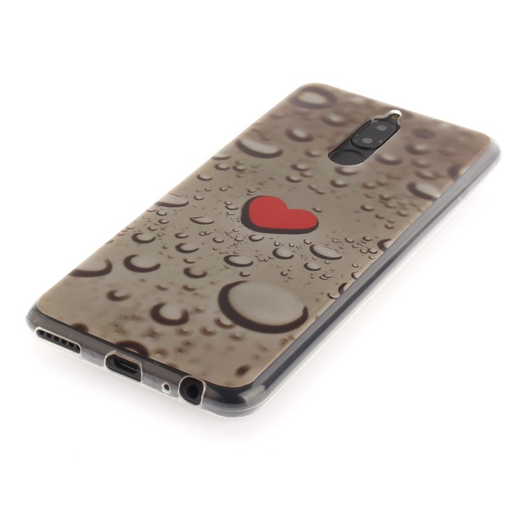 Patterned IMD TPU Cellphone Case for Huawei Mate 10 Lite / Maimang 6 / nova 2i / Honor 9i (India) - Red Heart and Raindrop-3