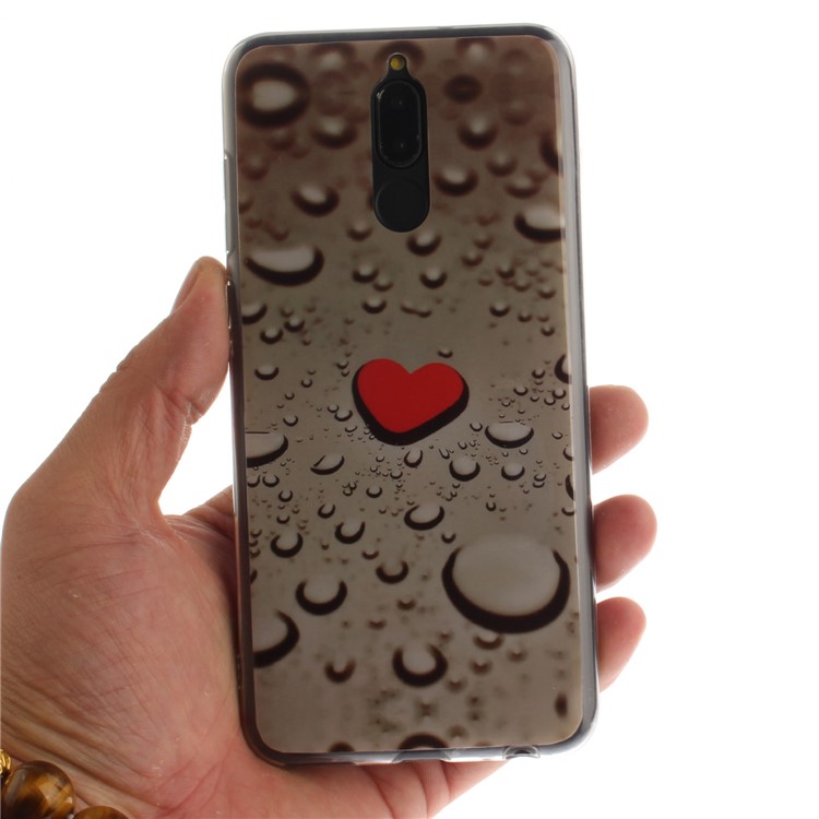 Patterned IMD TPU Cellphone Case for Huawei Mate 10 Lite / Maimang 6 / nova 2i / Honor 9i (India) - Red Heart and Raindrop-5