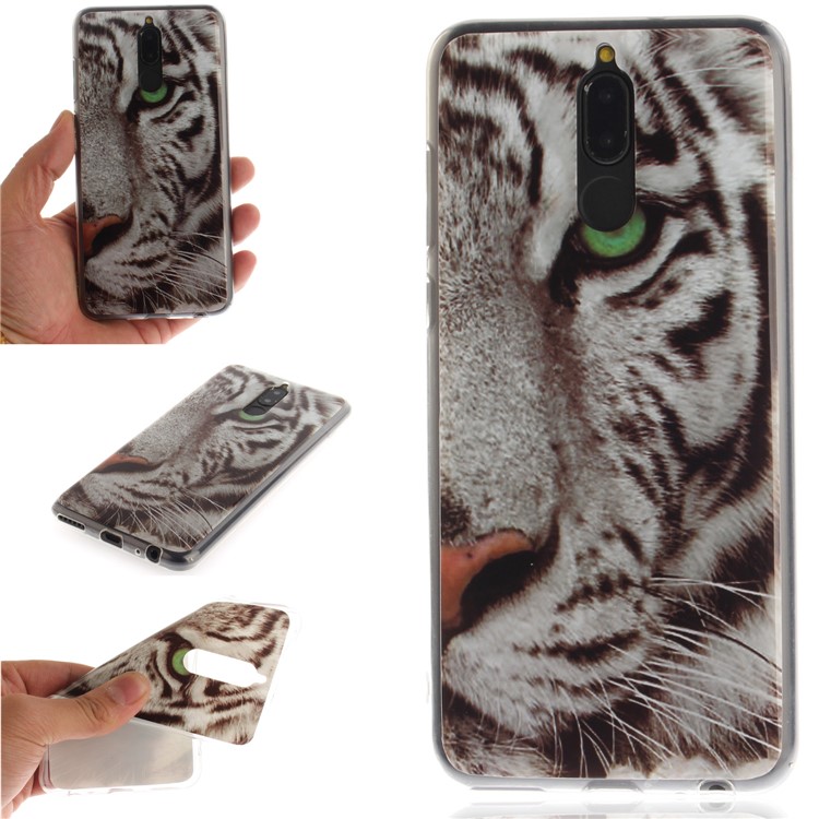 For Huawei Mate 10 Lite / Maimang 6 / nova 2i / Honor 9i (India) Patterned IMD Flexible Mobile Case (TPU) - Tiger with Green Eye-1