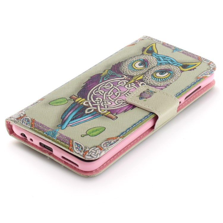 Patterned PU Leather Wallet Stand Protective Mobile Phone Casing for Huawei Mate 10 Lite / nova 2i / Maimang 6 / Honor 9i (India) - Owl-4
