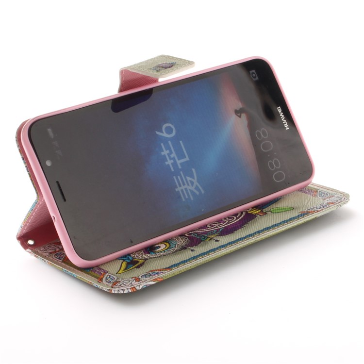 Patterned PU Leather Wallet Stand Protective Mobile Phone Casing for Huawei Mate 10 Lite / nova 2i / Maimang 6 / Honor 9i (India) - Owl-6