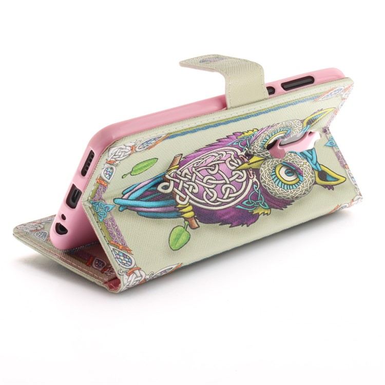 Patterned PU Leather Wallet Stand Protective Mobile Phone Casing for Huawei Mate 10 Lite / nova 2i / Maimang 6 / Honor 9i (India) - Owl-7